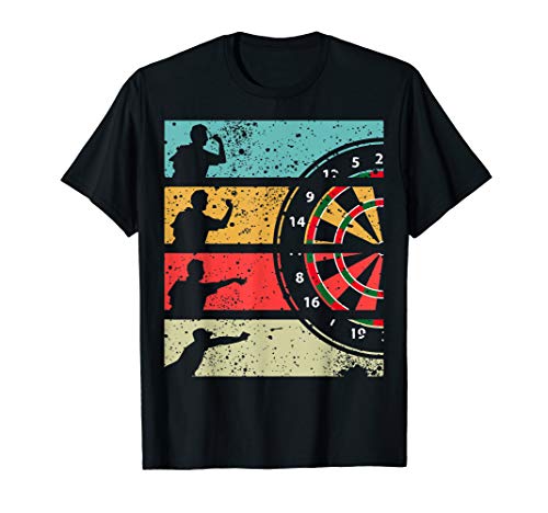 Herren Retro Dart Shirt Dartspieler wirft auf Dartscheibe ...